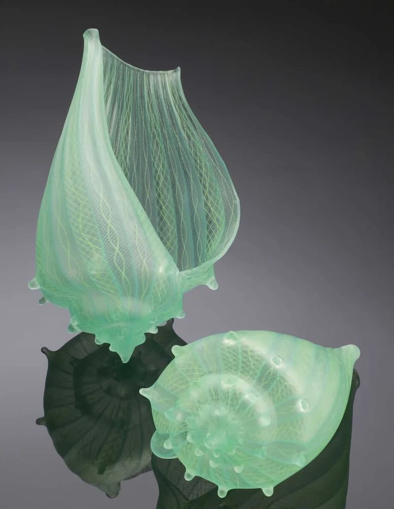 Pale Green Latticino Conch by Treg Silkwood